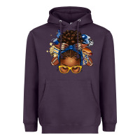 Plum blue and gold american football afro messy bun Heavyweight Hoodie - texasbilliewilder