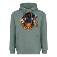 Sage blue and gold american football afro messy bun Heavyweight Hoodie - texasbilliewilder