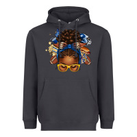 Smoke blue and gold american football afro messy bun Heavyweight Hoodie - texasbilliewilder
