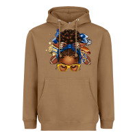 Toasted Coconut blue and gold american football afro messy bun Heavyweight Hoodie - texasbilliewilder