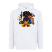 White blue and gold american football afro messy bun Heavyweight Hoodie - texasbilliewilder