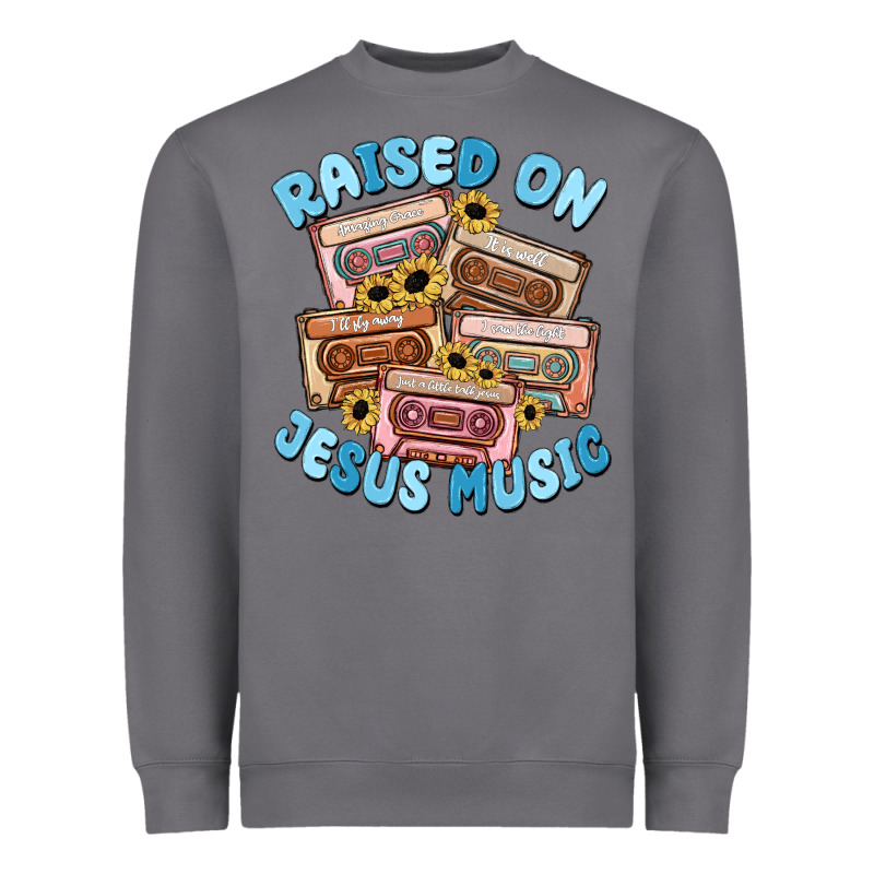 Raised On Jesus Music Heavyweight Sweatshirt by MaliasSmallBusiness | Teevron