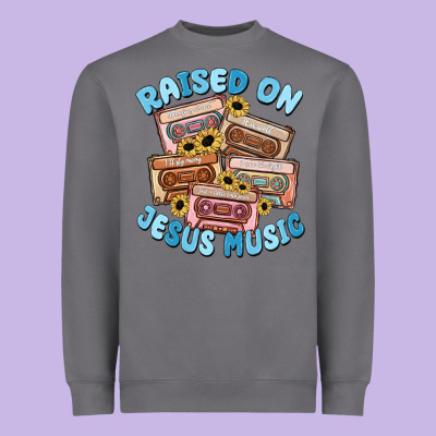 Raised On Jesus Music Heavyweight Sweatshirt Designed By Maliassmallbusiness