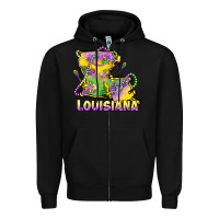 Black louisiana mardi gras state map Zipper Hoodie - LillyAllenDesigns