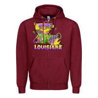 Burgundy louisiana mardi gras state map Zipper Hoodie - LillyAllenDesigns
