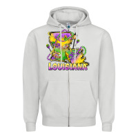 Dove Grey louisiana mardi gras state map Zipper Hoodie - LillyAllenDesigns