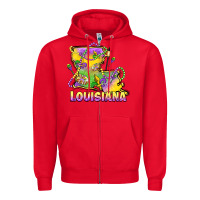 Red louisiana mardi gras state map Zipper Hoodie - LillyAllenDesigns