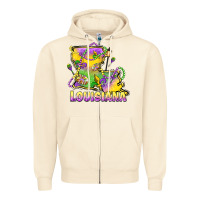 Sandshell louisiana mardi gras state map Zipper Hoodie - LillyAllenDesigns