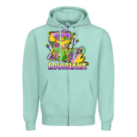 Seafoam louisiana mardi gras state map Zipper Hoodie - LillyAllenDesigns