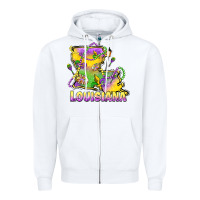 White louisiana mardi gras state map Zipper Hoodie - LillyAllenDesigns