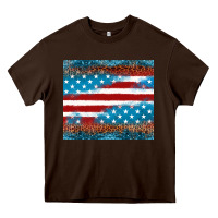Chocolate Brown Leopard glitter American flag tumbler Heavy Core Tee - Neo Western