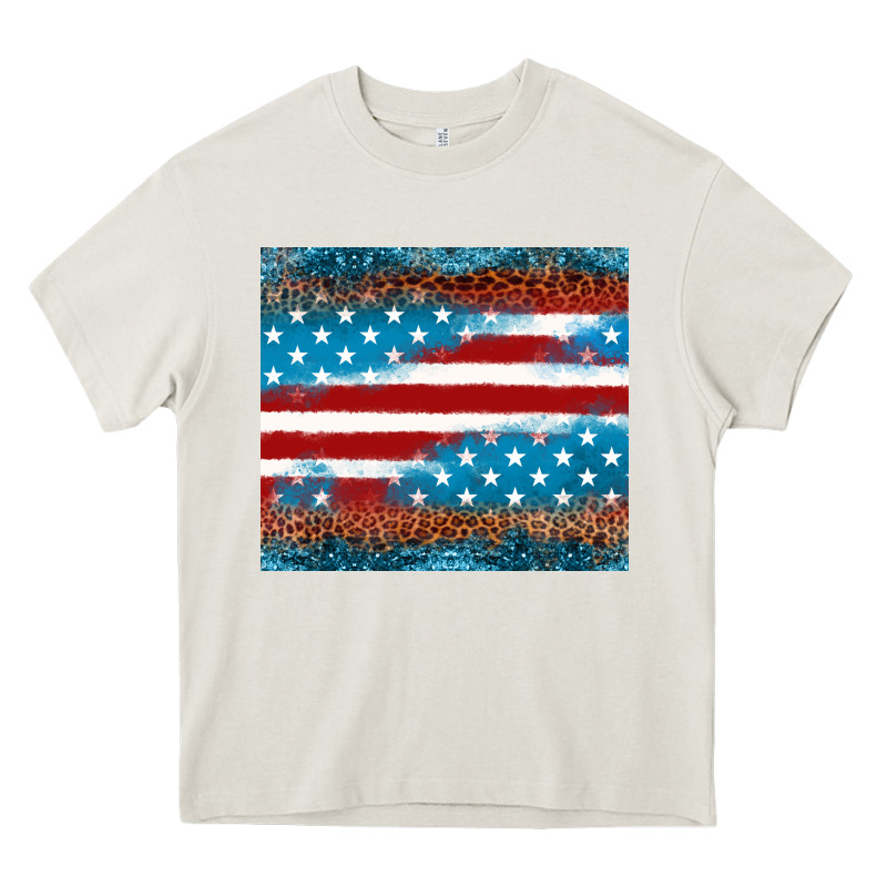 Leopard Glitter American Flag Tumbler Heavy Core Tee by Neo Western | Teevron