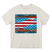 Cream Leopard glitter American flag tumbler Heavy Core Tee - Neo Western