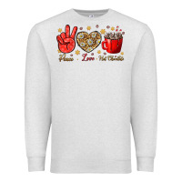 Oatmeal Heather Peace love hot chocolate Premium Sweatshirt - NancyCooperArtShop