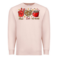 Pale Pink Peace love hot chocolate Premium Sweatshirt - NancyCooperArtShop