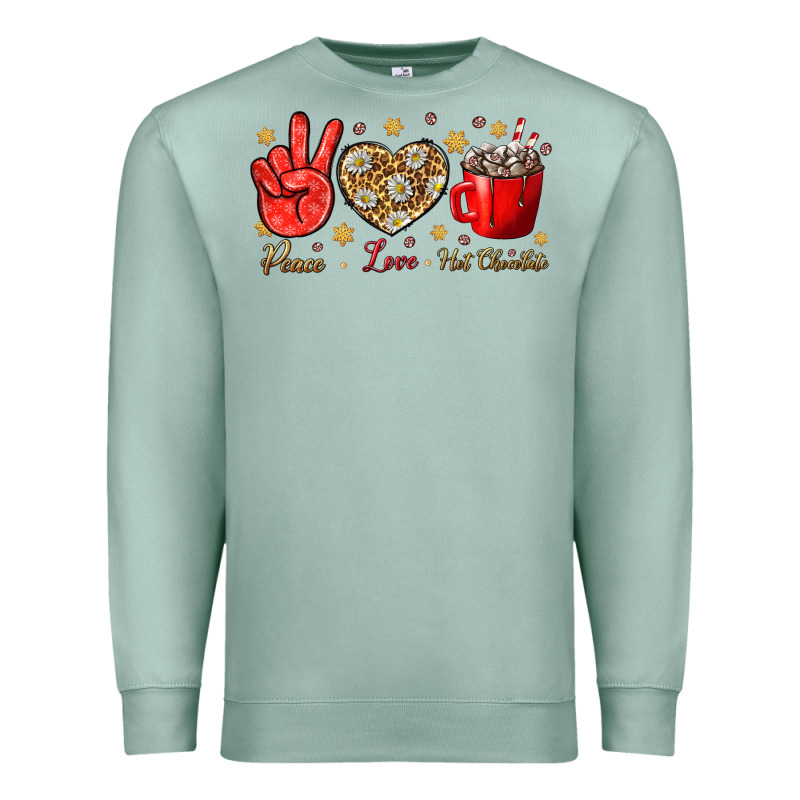 Peace Love Hot Chocolate Premium Sweatshirt by NancyCooperArtShop | Teevron