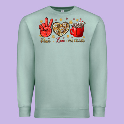 Peace Love Hot Chocolate Premium Sweatshirt Designed By Nancycooperartshop