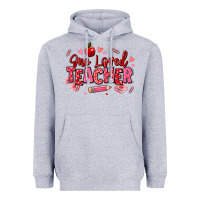 Heather Grey one loved teacher afro messy bun Heavyweight Hoodie - texasbilliewilder