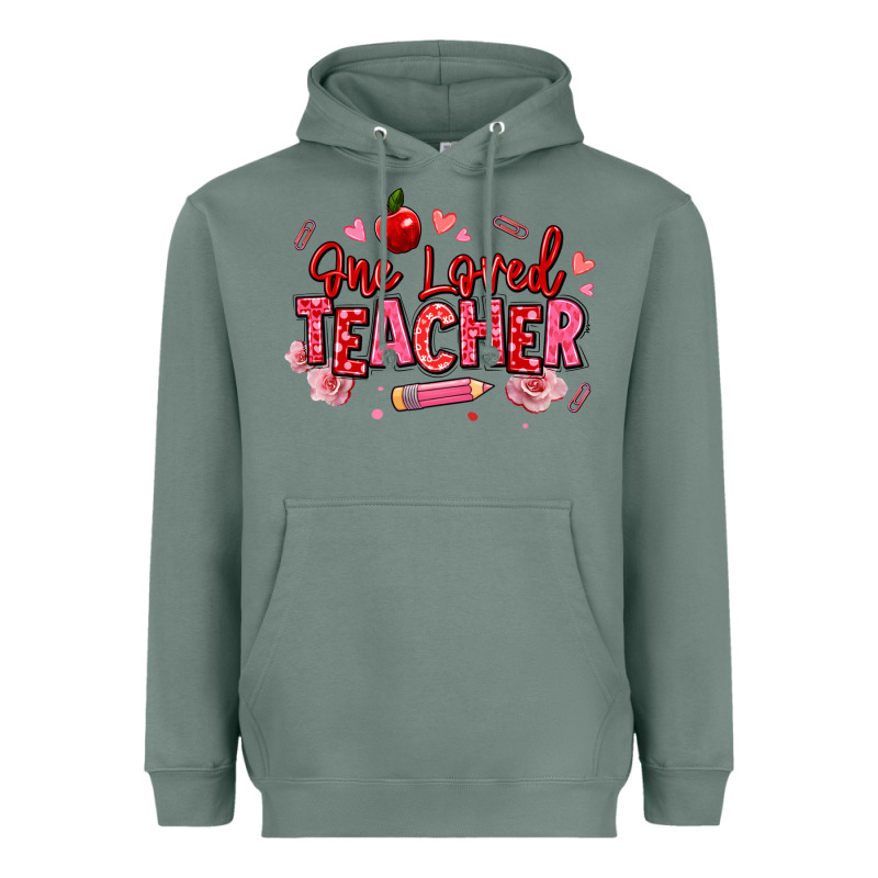 One Loved Teacher Afro Messy Bun Heavyweight Hoodie by texasbilliewilder | Teevron