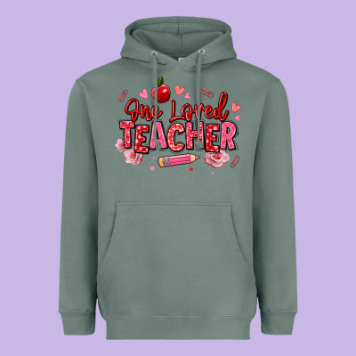 One Loved Teacher Afro Messy Bun Heavyweight Hoodie Designed By Texasbilliewilder