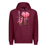 Burgundy love cancer pumpkin Premium Hoodie - texasbilliewilder