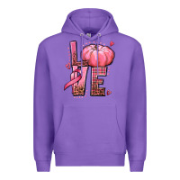 Purple love cancer pumpkin Premium Hoodie - texasbilliewilder