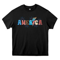 Black Lightning bolt with America Heavy Core Tee - Neo Western