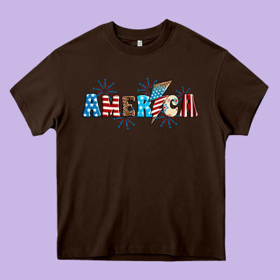 Lightning Bolt With America Heavy Core Tee Designed By Neo Western