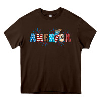 Chocolate Brown Lightning bolt with America Heavy Core Tee - Neo Western