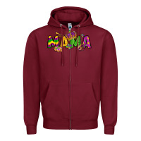 Burgundy mama mardi gras Zipper Hoodie - LillyAllenDesigns