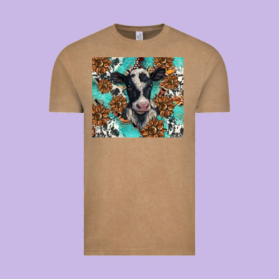 Western Black And White Cow Vintage Tee Designed By Barkaloodesign