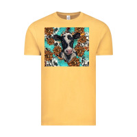 Vintage Mustard western black and white cow Vintage Tee - BarkalooDesign