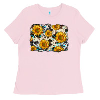 Bubblegum Pink cowhide sunflower pattern Ladies Tee - Zillion Design Studio