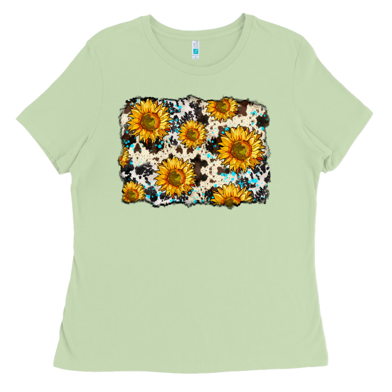 Cowhide Sunflower Pattern Ladies Tee by Zillion Design Studio | Teevron