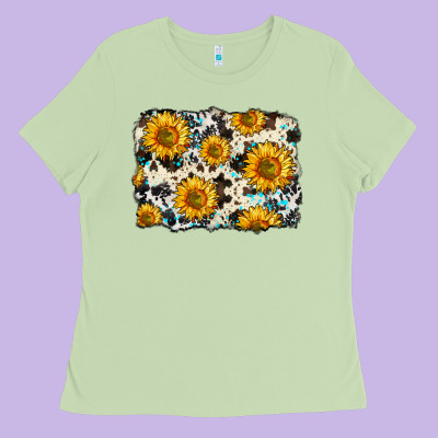 Cowhide Sunflower Pattern Ladies Tee Designed By Zillion Design Studio