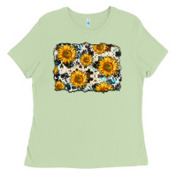 Matcha cowhide sunflower pattern Ladies Tee - Zillion Design Studio