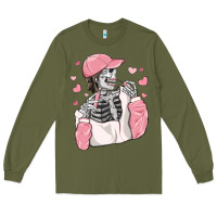 Army Green skeleton girl valentine's day Long Sleeve Tee - MaliasSmallBusiness