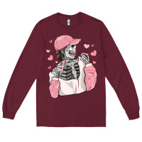 Burgundy skeleton girl valentine's day Long Sleeve Tee - MaliasSmallBusiness