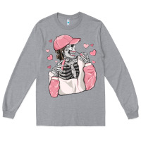 Heather Grey skeleton girl valentine's day Long Sleeve Tee - MaliasSmallBusiness
