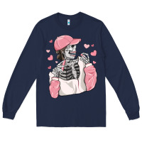 Navy skeleton girl valentine's day Long Sleeve Tee - MaliasSmallBusiness
