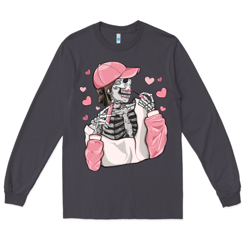 Skeleton Girl Valentine's Day Long Sleeve Tee by MaliasSmallBusiness | Teevron