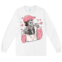 White skeleton girl valentine's day Long Sleeve Tee - MaliasSmallBusiness