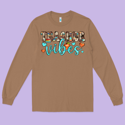Teacher Vibes Long Sleeve Tee Designed By Jahusdesignshop