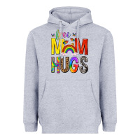 Heather Grey Free Mom Hugs with Butterflies Heavyweight Hoodie - texasbilliewilder