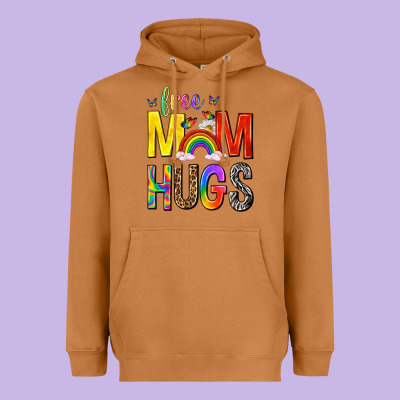 Free Mom Hugs With Butterflies Heavyweight Hoodie Designed By Texasbilliewilder