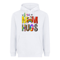 White Free Mom Hugs with Butterflies Heavyweight Hoodie - texasbilliewilder