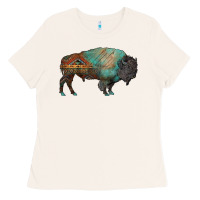 Bone aztec bison Ladies Tee - RanaPortraitStore