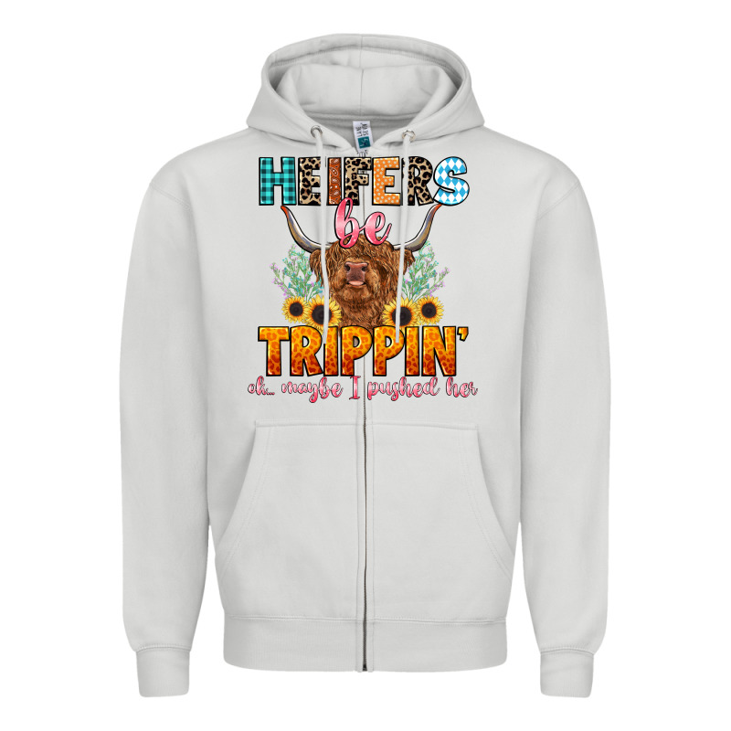 Heifers Be Trippin' Zipper Hoodie by LillyAllenDesigns | Teevron