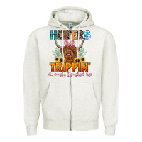 Oatmeal Heather heifers be trippin' Zipper Hoodie - LillyAllenDesigns
