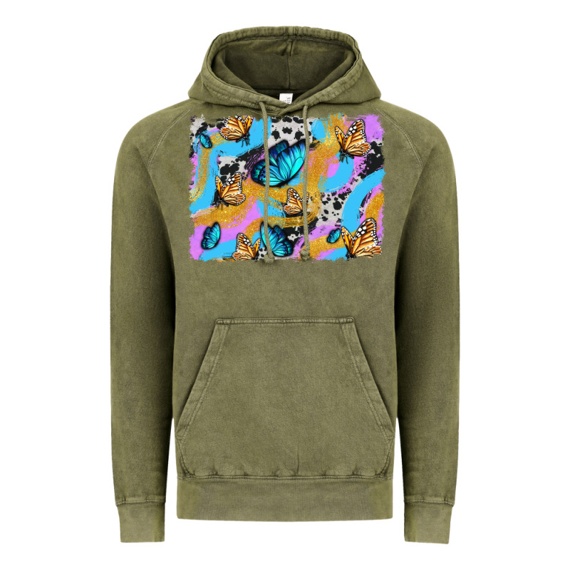 Easter Butterfly With Glitter And Cowhide  Background Vintage Hoodie by Artiststas | Teevron